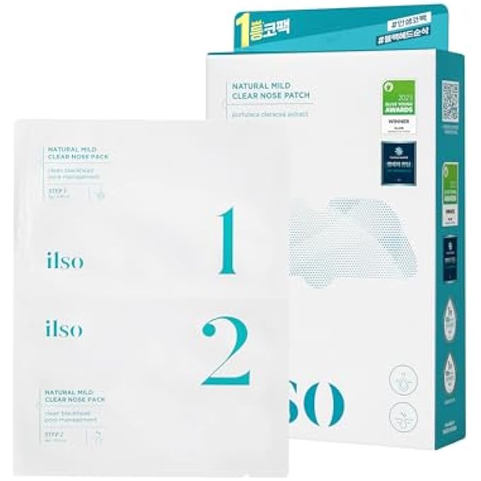 ilso NATURAL MILD CLEAR NOSE PATCH/BLACKHEAD REMOVER FOR NOSE/TARGETS PORES & PIMPLES/FACIAL SKIN CARE/DERMATOLOGIST APPROVED/KOREAN SKIN CARE TO ABSORB ACNE NOSE GUNK (5 PCS) - Image 1